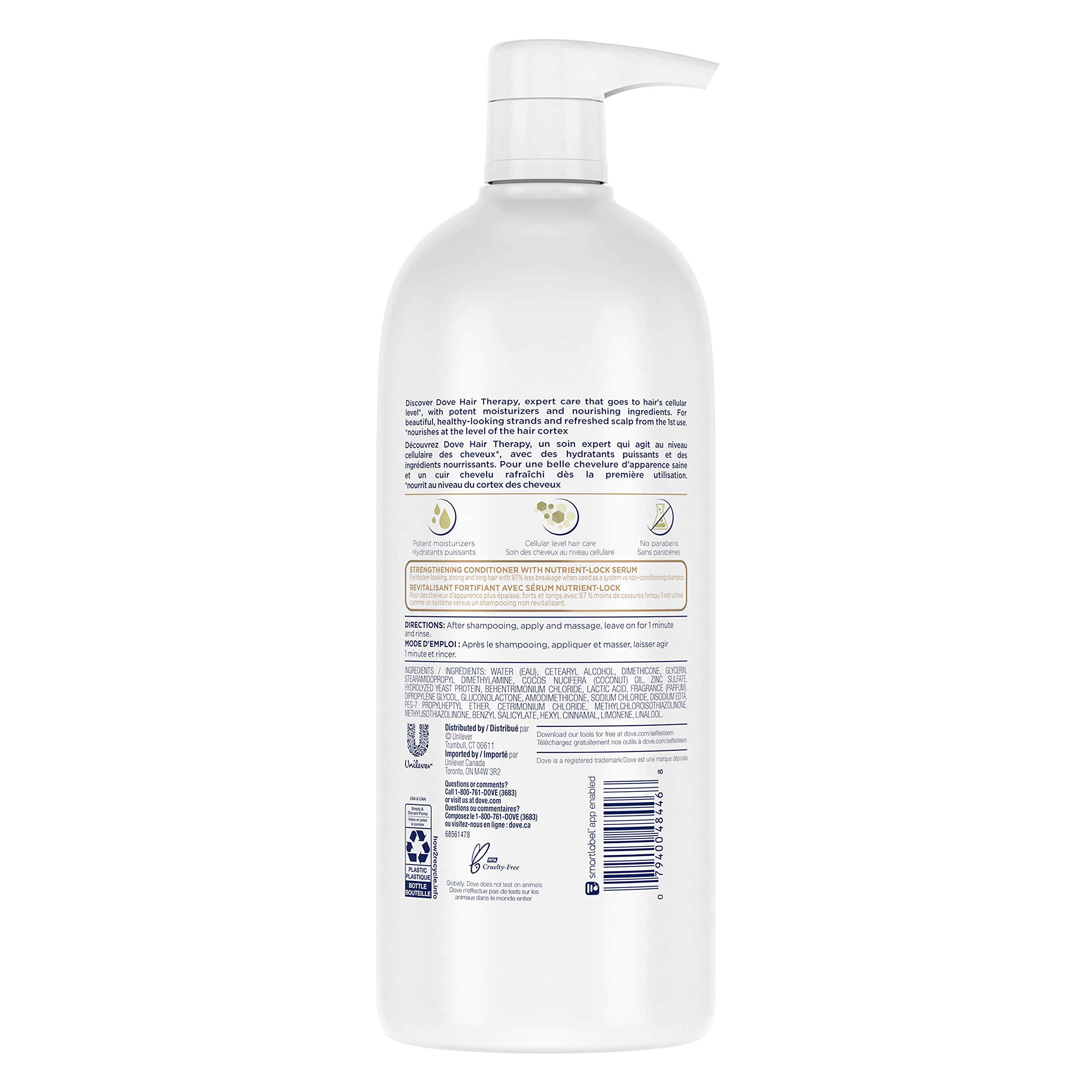 Dove Hair Therapy Conditioner Breakage Remedy for Damaged Hair Hair Conditioner with Nutrient-Lock Serum 33.8 oz