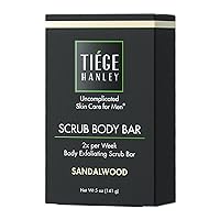 Tiege Hanley Mens Exfoliating Soap Bar, Sandalwood Scent (5 Oz) - All Natural Bar Soap for Men with Activated Charcoal - Exfoliating Men's Soap Bars Body Bath Scrub Help Nourish & Detoxify Skin