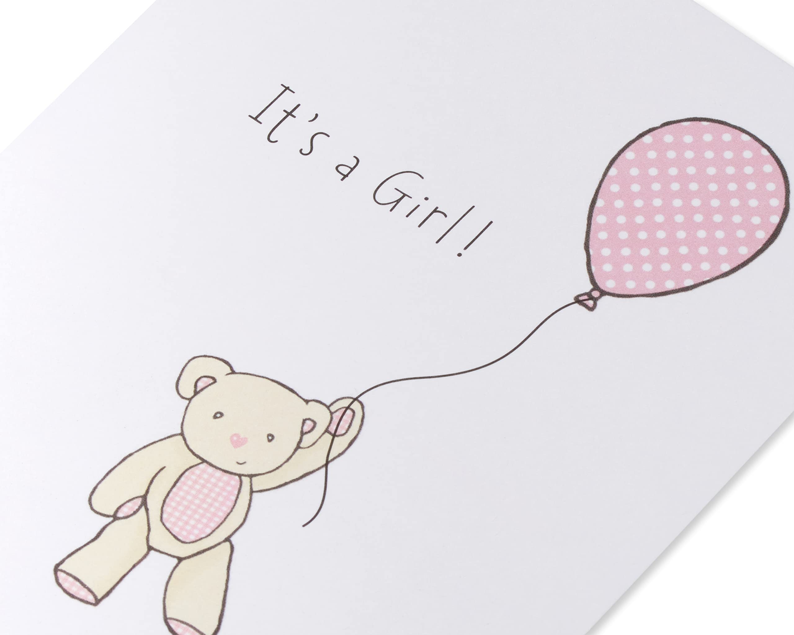 American Greetings New Baby Girl Card (Bear with Balloon)