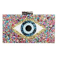 YYW Acrylic Women Eyes Clutch Purse Evil's Eye Rectangle Banquet Shoulder Bag with Detachable Chain Clutch for Women Wedding Parties Prom