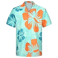 HISDERN Mens Button Down Hawaiian Shirts Black Summer Casual