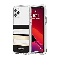 kate spade new york Park Stripe Case for iPhone 11 Pro,Polycarbonate,Shock-Absorbent - Defensive Hardshell with Cream Bumper