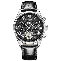 Carnival Complications Automatic Mechanical Watches for Men Multifunction Calendar Skeleton Dial