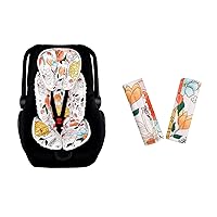 Pack of Infant Minky Car Seat Insert and Carseat Strap Belt Covers,Floral
