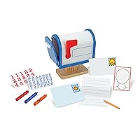 My Own Wooden Mailbox Activity Set and Educational Toy With Reusable Letters And Post Cards, Pretend Play Mailbox For Preschoolers And Kids Ages 4+