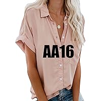 EFOFEI Women's Short Sleeves Button T-Shirt Fashion Solid Color Tunic AA16