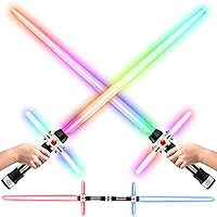 Crossbeam Galaxy Light Up Sword for Kids or Adults - 2-in-1 Dual Light Swords Set with FX Sound, 6 Color-Changing LEDs, Motion Sensitive, Retractable, Double-Sided Expandable LED Toy Saber