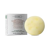 Kiehl's Calendula Concentrated Facial Cleansing Bar, Calming & Soothing Soap Cleanser for Normal to Oily Skin, Visibly Reduces Redness, Travel-Friendly, Biodegradable Skincare - 3.5 oz