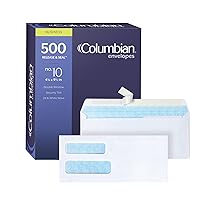 Columbian #10 Double-Window Security Envelopes, 4-1/8 x 9-1/2 Inch, Self Seal, White, for Mailing Invoices, Statements & Documents, 500/Box (COLO338)