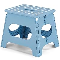Folding Step Stool 11 Inch, Non-Slip Surface Portable Foldable 1 Step Stool with Carry Handle, Heavy Duty to Support Kids/Toddler/Adults for Living Room, Kitchen, Bathroom, Blue