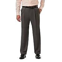 Haggar mens Cool 18 Pro Classic Fit Pleat Front Hidden Expandable Waist With Big & Tall Sizes Casual Pants, Charcoal Heather, 34W x 30L US
