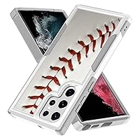Case for Galaxy S21 Ultra, Baseball Sports Red Pattern Shock-Absorption Hard PC & Inner Silicone Hybrid Dual Layer Armor Defender Case for Samsung Galaxy S21 Ultra, (A002)