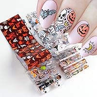 Halloween Nail Foil Transfer Stickers Day of The Dead Nail Foils Pumpkin Spider Skull Ghost Witch Nail Decals for Halloween Party Supplies Manicure Tips Wraps Acrylic Nails Decorations Designs 10 PCS