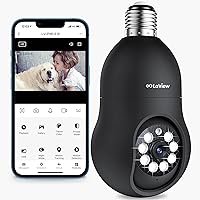 4MP Bulb Security Camera 2.4GHz, 360° 2K Security Cameras Wireless Outdoor Indoor Full Color Day and Night, Motion Detection, Audible Alarm, Easy Installation, Compatible with Alexa（Black）