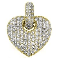 14k Yellow Gold Round Diamond Heart Pendant 2 Carats