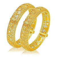 Ethlyn Valentine's Day Gift for her 2PCS/lot Dubai Arab Gold Jewelry 24K Gold Plated bangles bracelets for women