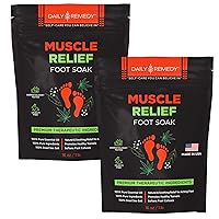 Muscle Relief Foot Soak with Epsom Salt - 2 PACK - Soothe Foot Aches, Muscle Pain, Joint Soreness, Tired Feet & Athletes Foot. Best Foot Spa Pedicure Kit
