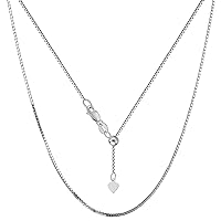 Jewelry Affairs 10k White Real Gold Adjustable Box Link Chain Necklace, 0.85mm, 22