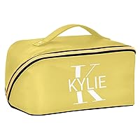 Yellow Personalized Makeup Bag Custom Cosmetic Bags for Women Travel Makeup Bags for Women Cosmetic Bag Organizer Makeup Pouch Toiletry Bag for Travel Daily Use Cosmetics Toiletries