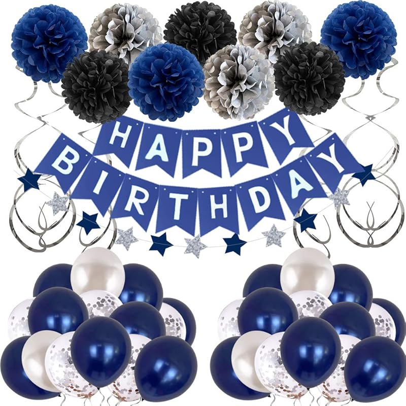 Mua Birthday Decorations Men Blue Birthday Party Decorations for ...
