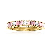 Ross-Simons 0.50 ct. t.w. Pink Sapphire and .36 ct. t.w. Diamond Ring in 14kt Yellow Gold. Size 8