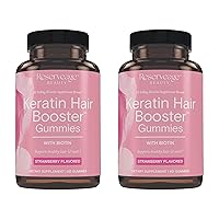 Reserveage Keratin Hair Booster Gummies - Keratin Supplement with Biotin & Antioxidants - Supports Healthy Hair & Scalp - Aids Hair Growth - 60 Gummies, Strawberry Flavor - 2 Pack