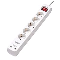 Tripp Lite Protect It! PS5G3USB 5-Outlets Power Strip - French - 5 x Type F (Schuko) - 9.84 ft Cord - 16 A Current - 230 V AC Voltage - Wall Mountable - White
