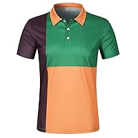 Mens Collared Shirts Short Sleeve Regular Fit Casual Golf Shirt Moisture Wicking Athletic Tee Casual Summer T-Shirt