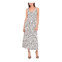 Vince Camuto Womens White Unlined Slitted Pullover Scoop Back Sleeveless V Neck Maxi Fit + Flare Dress L