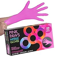 Pink Gloves Disposable Latex Free – Pink Nitrile Gloves Medium, Latex Free Gloves Medium, Plastic Gloves Disposable, Guantes de Nitrilo, Cleaning Gloves Medium, Non Latex Gloves