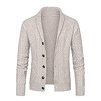 Men's Shawl Collar Cardigan Sweater Long Sleeve Button Down Regular Fit Stylish Knit Sweater Outwear With Pocket