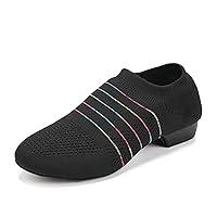 YKXLM Women Standard Practice Social Dance Sneaker Beginner Dance Practice Shoes for Women Low Heel Ballroom,Black,1