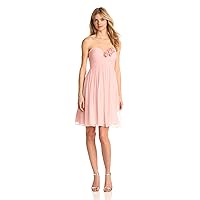 Donna Morgan Women's Mary Strapless Chiffon with Rosettes Dress