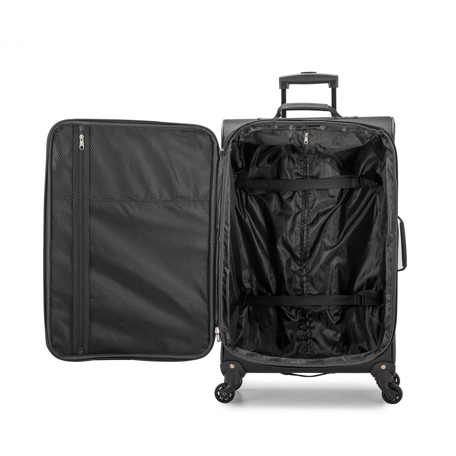 U.S. Traveler Aviron Bay Expandable Softside Spinner Wheels, Black, 2 Piece Luggage