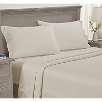 California Design Den - Luxury 4 Piece Full Size Sheet Set - 100% Cotton, 600 Thread Count Deep Pocket Fitted and Flat Sheets, Cooling Bedding and Pillowcases with Sateen Weave - Ivory
