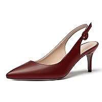 WAYDERNS Women's Slingback Pointed Toe Buckle Ankle Strap Wedding Matte Adjustable Strap Sexy Stiletto Mid Heel Pumps Shoes 2.5 Inch