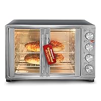Elite Gourmet ETO-4510M French Door 47.5Qt, 18-Slice Convection Oven 4-Control Knobs, Bake Broil Toast Rotisserie Keep Warm, Includes 2 x 14