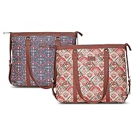 Women's Vegan Handcrafted Sheesh Mahal Jaali Motif and Mughal Art Multicolor- Office Bag Combo, PRINTED