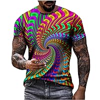 3D Novelty Adult O-Neck Short Sleeve Optical Illusion Graphic Funny Tee Shirt Top Mens Summer Trendy Casual T-Shirts