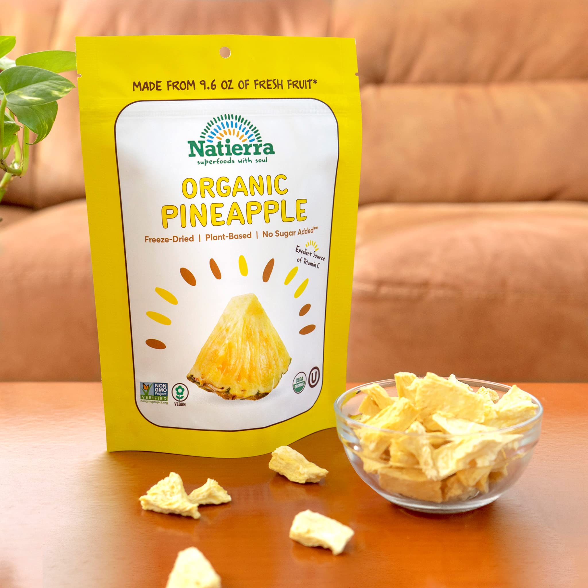 Natierra Nature's Organic Freeze-Dried Pineapples | Gluten Free & Vegan | 1.5 Ounce