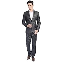 WINTAGE Men's Poly Viscose Two Buttoned Notched Lapel Suit - Three Colors