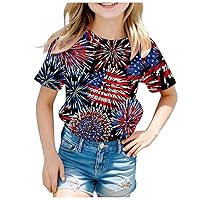 4th of July Tops for Toddler Boys Girls American Flag Tops Tee Cute Short Sleeve Crewneck Memorial Day Tees Tops 4-10 Years