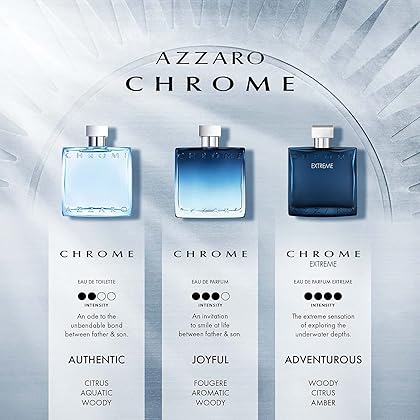 Azzaro Chrome Eau de Toilette - Fresh Mens Cologne - Citrus, Aquatic & Woody Summer Fragrance - Lasting Wear - Luxury Perfumes for Men