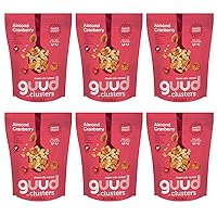GUUD Almond Cranberry Muesola Cereal, 12 Ounce (Pack of 6), Slightly Sweet Muesli, Gluten Free, Oats, Granola Clusters, Raisins, Almonds, Cranberries, Pumpkin Seeds, Vegan, Non-GMO Certified, Kosher