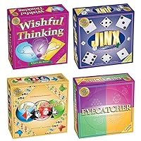 Wishful Thinking + Jinx + Up 4 Grabs + Eyecatcher = Quadruple Play Family Board Game Bundle for Game Night