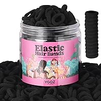YGDZ 300PCS Baby Hair Ties, Black Toddler Hair Ties, Small Kids Hair Ties, Seamless Cotton Ponytail Holders, Mini Elastic Hair Bands for Little Girls, Toddler Hair Accessories
