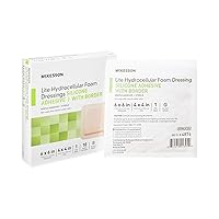McKesson Lite Hydrocellular Foam Dressings, Sterile, Silicone Adhesive with Border, 6 in x 6 in, 10 Count, 1 Pack