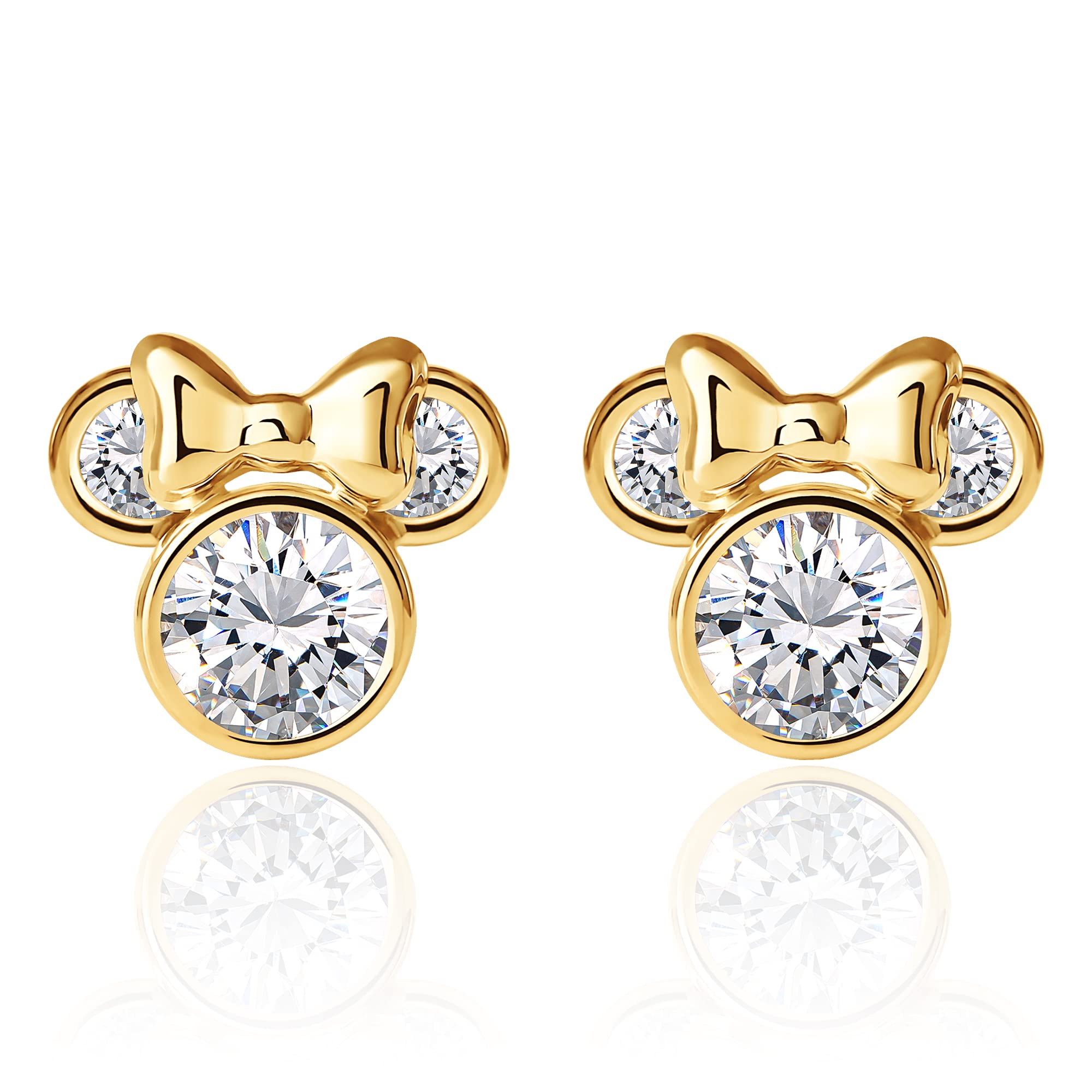 Disney Womens Minnie Mouse Birthstone Earrings - 10K Gold Disney Stud Earrings - Disney Jewelry for Women