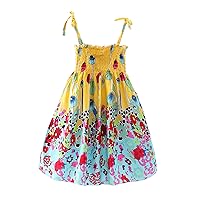 Girls Holiday Dress Size 6 Toddler Kids Girls Floral Bohemian Flowers Sleeveless Beach Straps Dress Princess Clothes