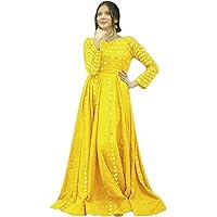 Jessica-Stuff Women Embroidered Rayon Blend Stitched Flared/A-line Gown Wedding Dress (17061)